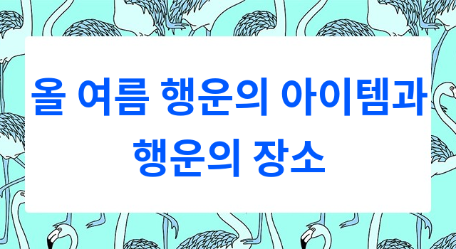 올 여름 행운의 아이템과 행운의 장소