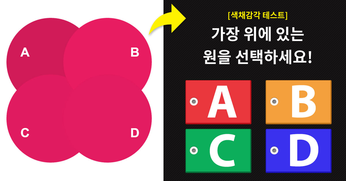 [색채감각테스트] 가장 위에 있는 도형을 고르세요!