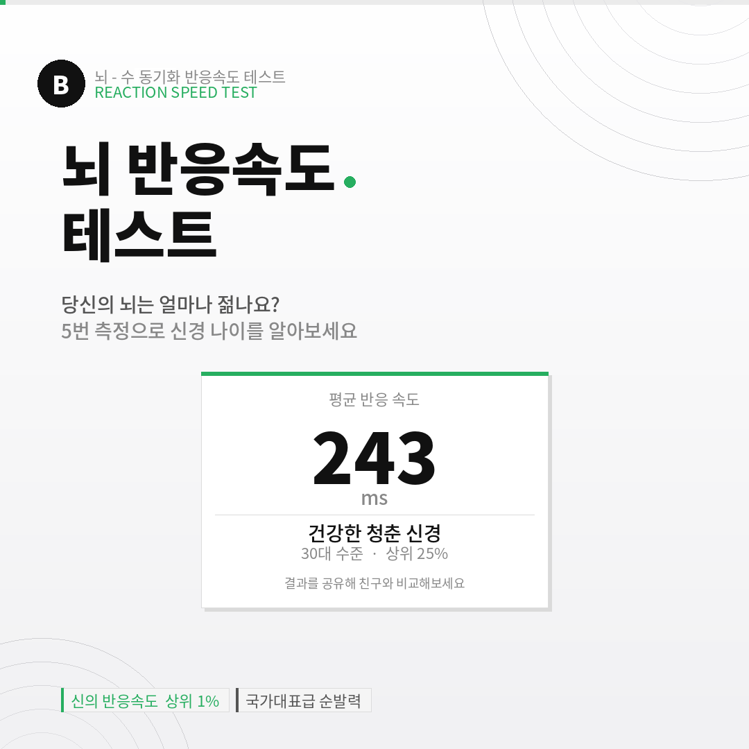 뇌 반응속도 나이 테스트 — 내 신경 나이는?