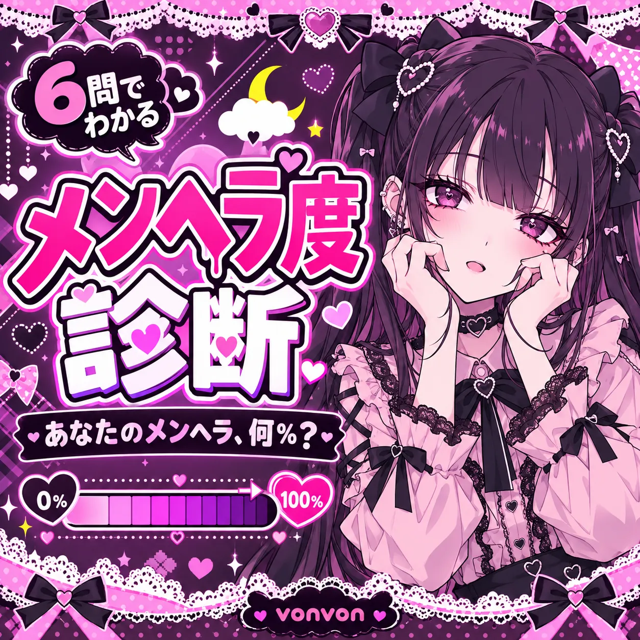 メンヘラ度診断🖤 あなたのメンヘラ、何％？