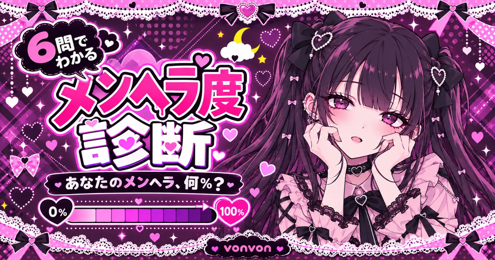 メンヘラ度診断🖤 あなたのメンヘラ、何％？